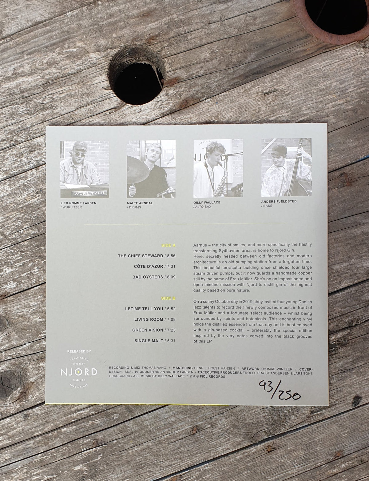 Olliy Wallace Quartet - live jazz album vinyl-back