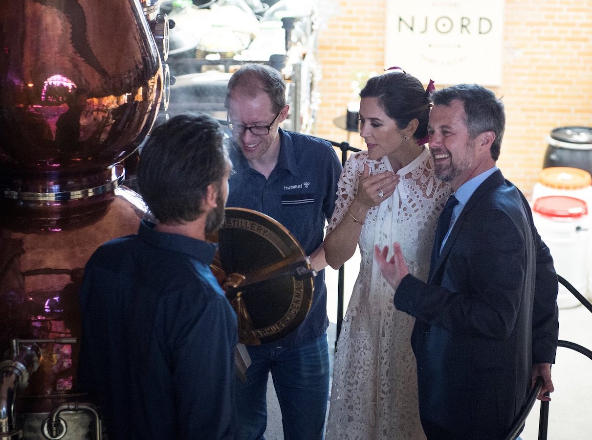 Prince Frederik and Princess Mary visiting Njord distillery