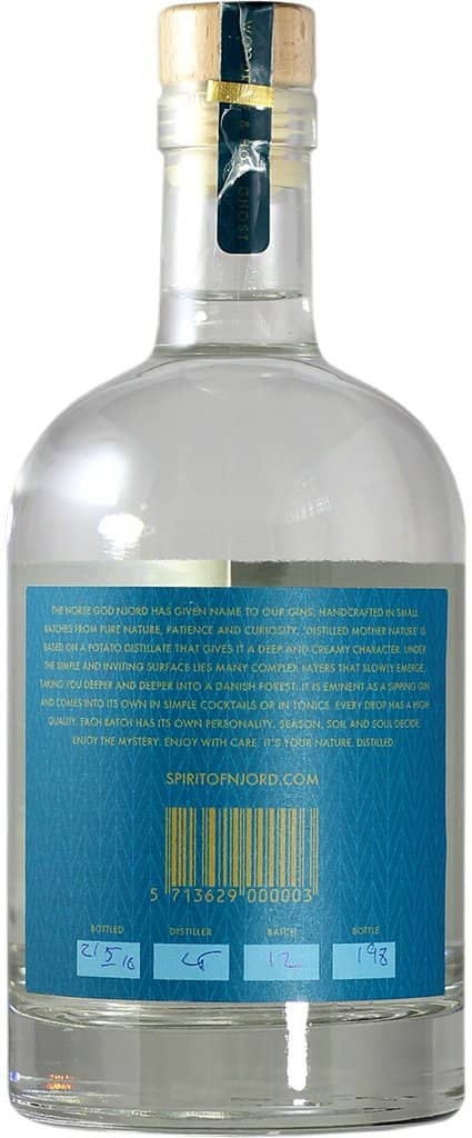 Distilled Mother Nature gin bottle-GILT edition-back
