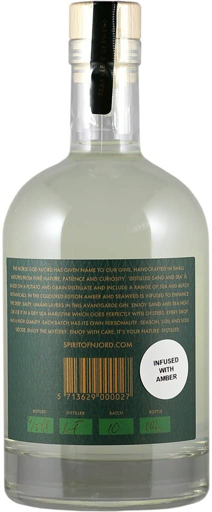 Distilled Sand And Sea Amber Infused gin bottle-back