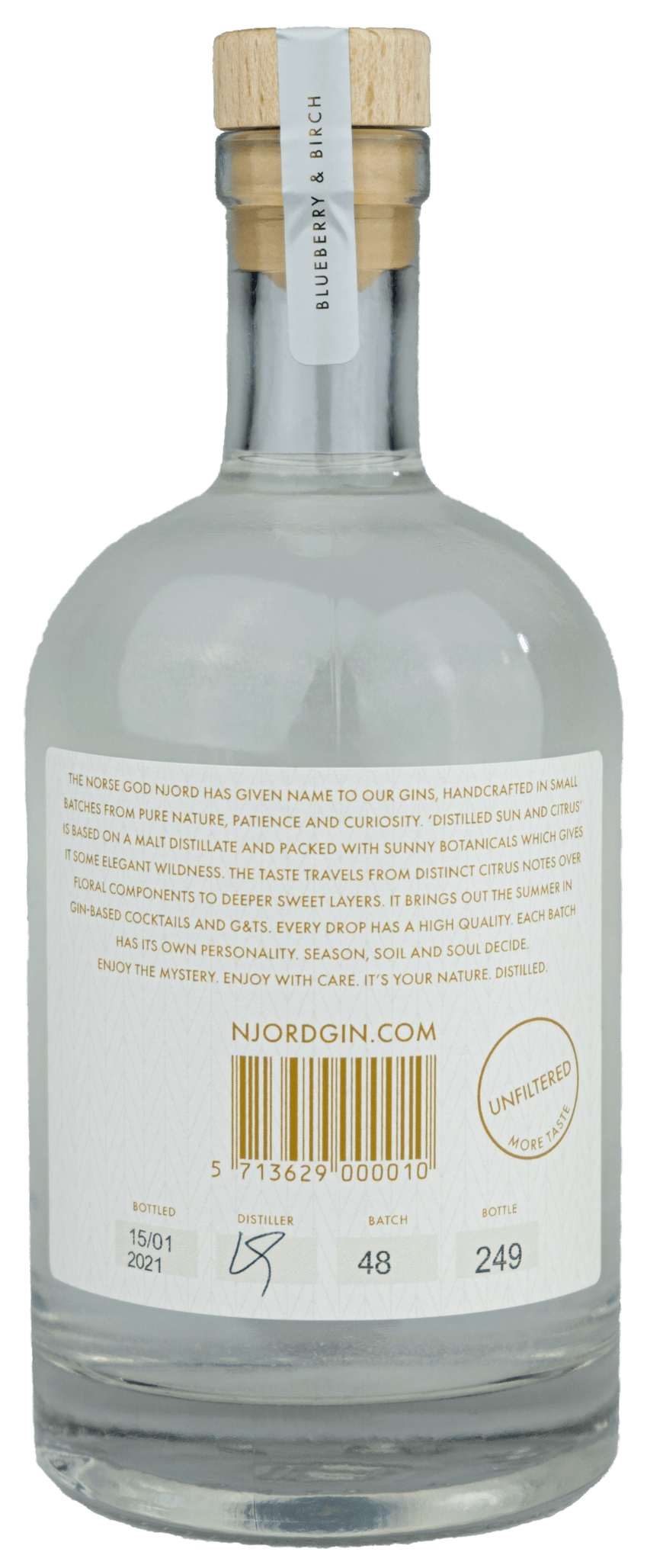 Distilled Sun And Citrus - Birch Sap Edition gin bottle-back